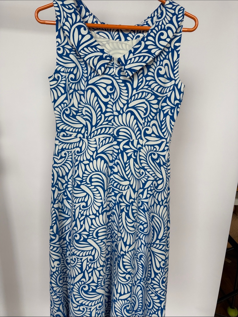 Boden Blue and White Sleeveless Maxi Dress